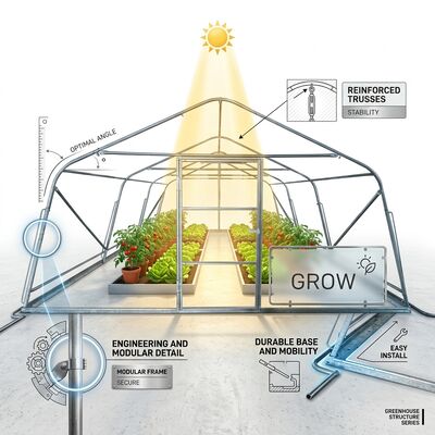 Gothic Arch Snow Load Tunnel Greenhouse 8mm Polycarbonate Board 275gsm Zinc Steel Frame